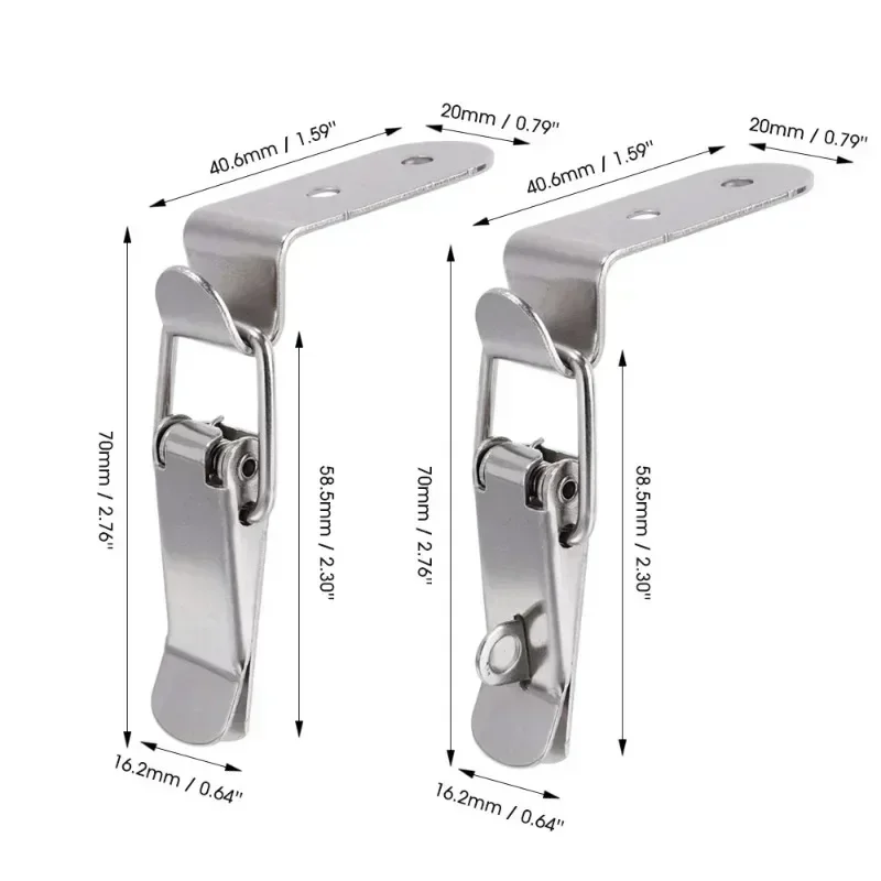 1/5PCS 90 Degrees Duck-mouth Buckle Hook Stainless Steel Buckle Padlock Wooden Box Cabinet Door Lock Luggage Latch Clip