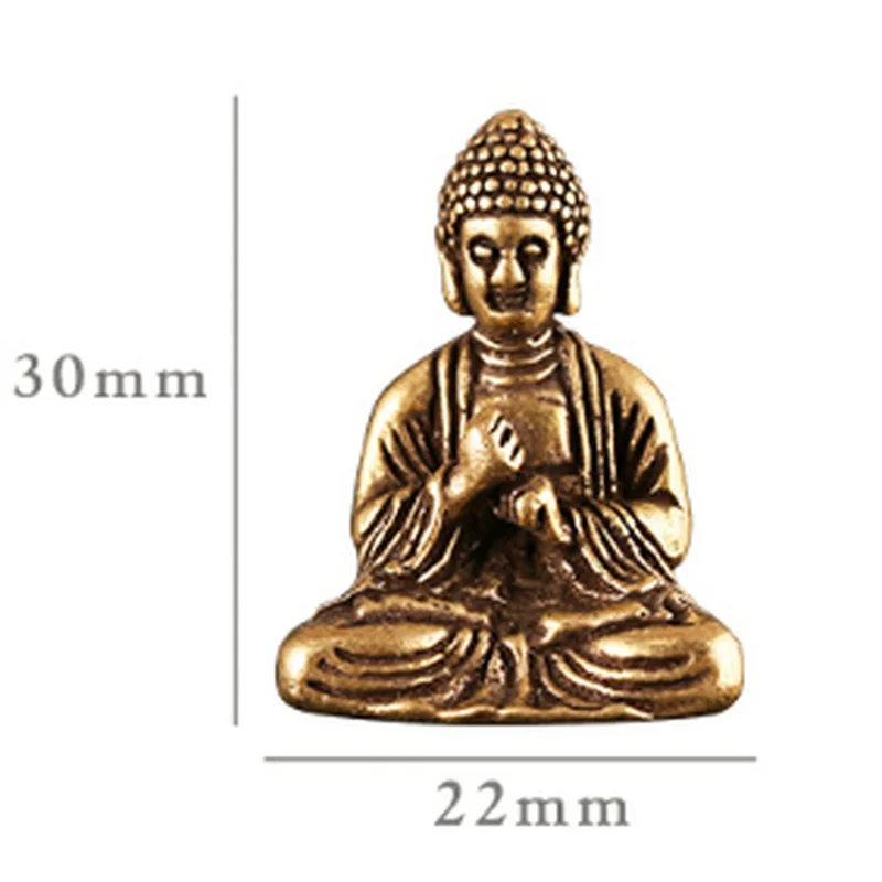 Mini Portable Vintage Brass Buddha Statue Pocket Sitting Buddha Figure Sculpture Home Office Desk Decorative Ornament