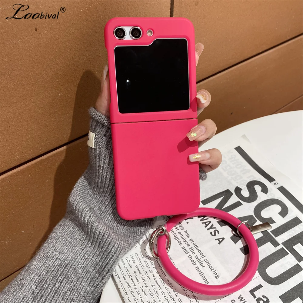 Per Samsung Galaxy Z Flip 5 4 3 Custodia Sottile Da Polso Di Lusso Per Samsung Zflip Flip5 Flip4 5G Braccialetto Cinturino A Mano Cover Rigida Opaca