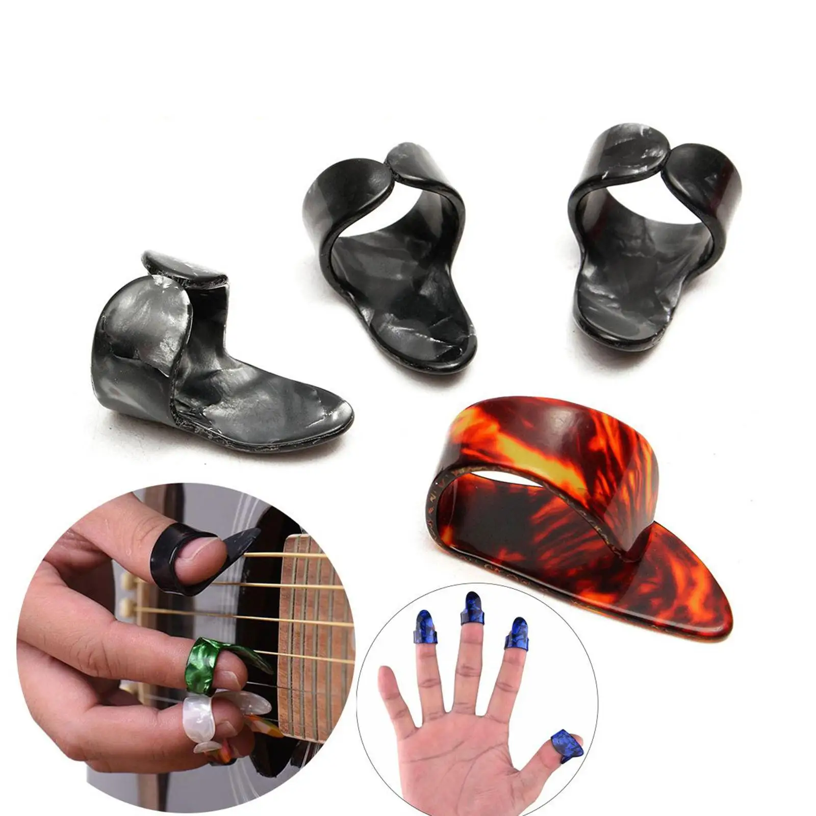 Lohobby 4x Thumb &Finger Picks Thumbpick for Fingerstyle Acoustic Guitar Bass