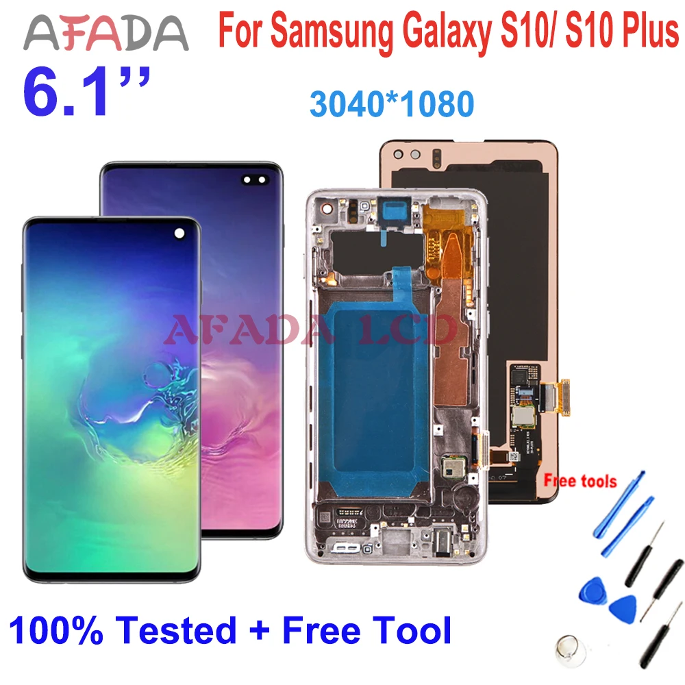 6.1 ''Per Samsung Galaxy S10 S10 Plus Lcd Touch Screen Digitizer Assembly Sostituzione Risoluzione 3040*1080