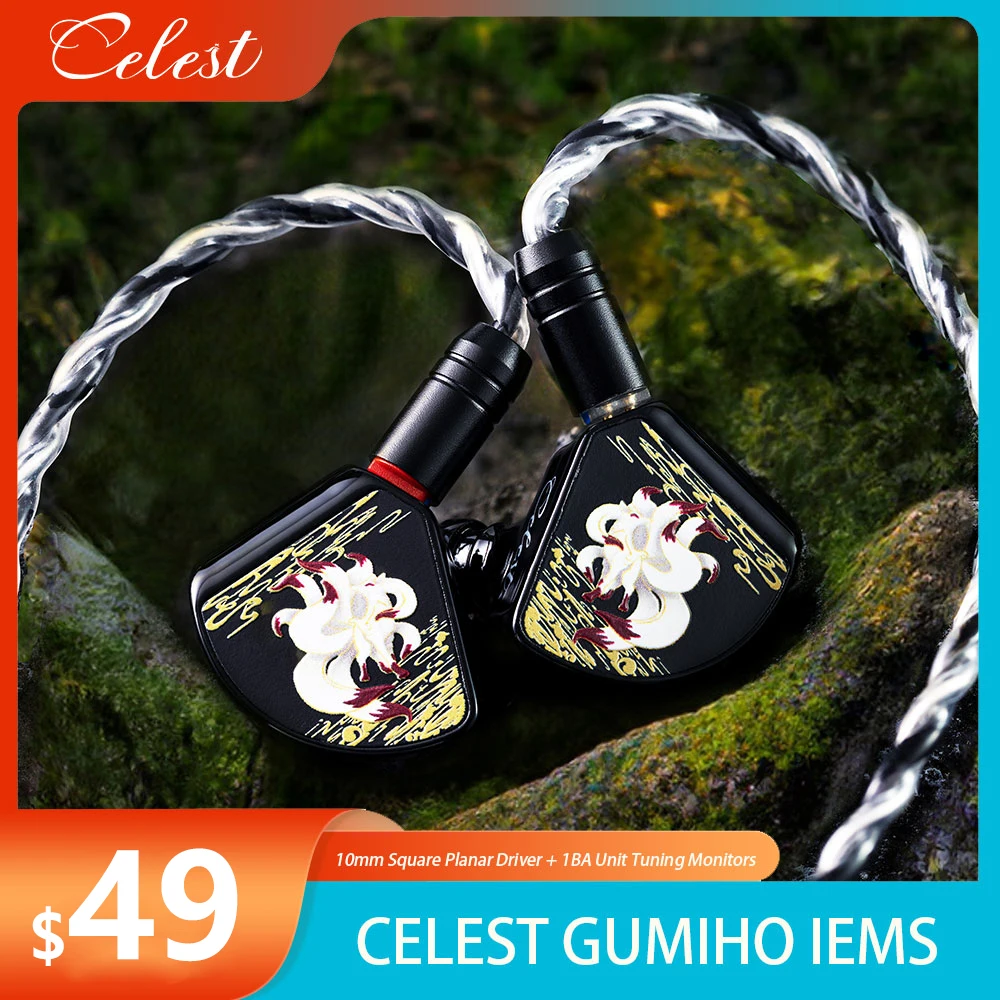 Celest Gumiho Wired Best Hifi In Ear Auricolari Iems Driver Planare Quadrato Da 10Mm + Monitor Tuning Unità 1Ba Con Cavo Staccabile