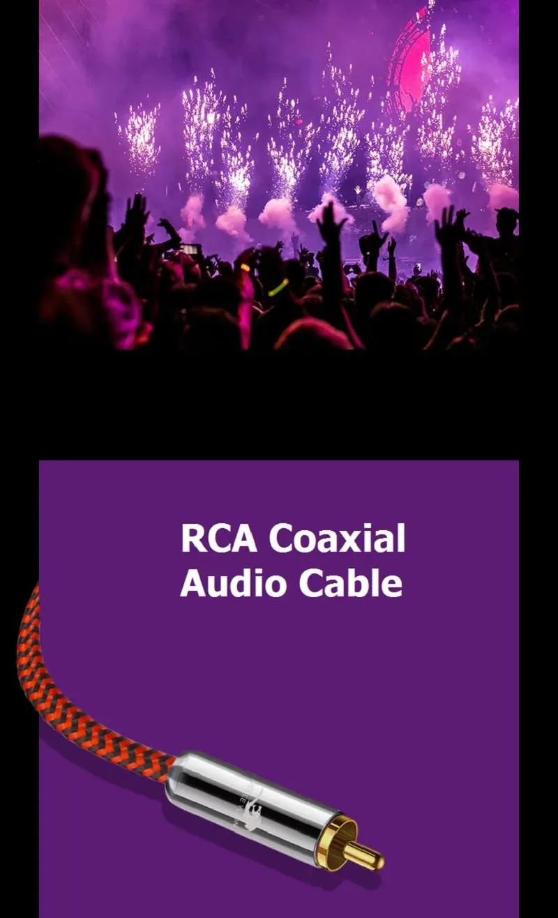 Digitales Koaxial-Audiokabel mit RCA-Stecker auf Stecker für Heimkino-HiFi-Systeme, AV-Videio-Receiver, Subwoofer, RCA-Kabel, 0,75–30 m – Detail 4