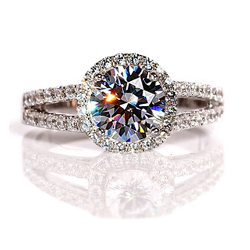 Silver Ring Original Certified Tibetan Silver Rings For Women Natural 2.0ct Zirconia Diamant Wedding Band Fashion Accessories Gift Jewelry