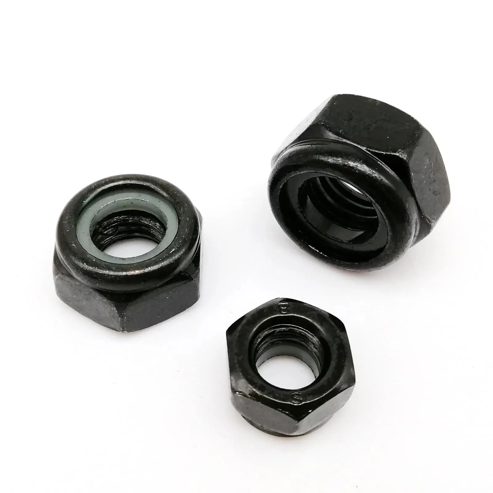 Hexagon Nylon Insert Self Locking Nut DIN985 200pcs M2 M2.5 M3 M4 M5 M6 M8 Black Carbon Steel Assortment Kit Set
