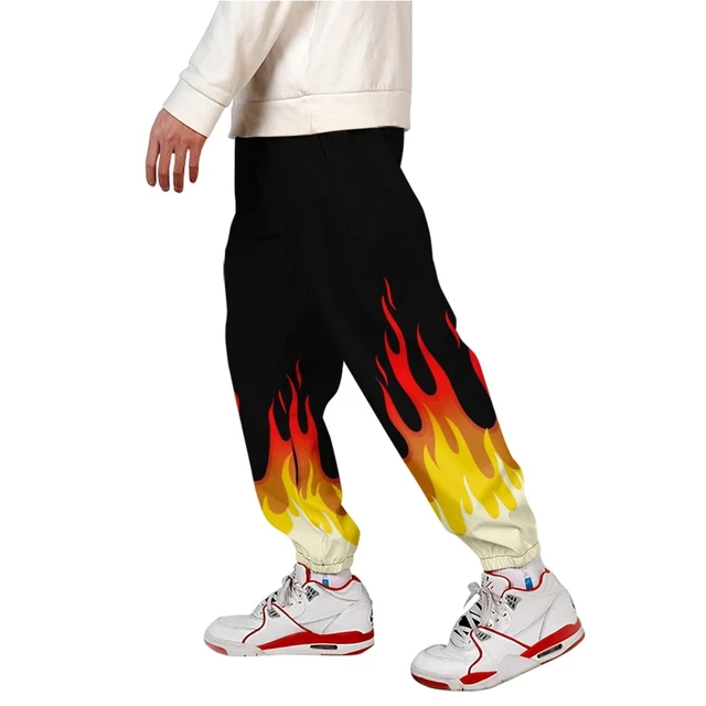 2023 New 3D Print Red and yellow flame Sweatpants Women/Men Fitness Joggers  Spring High Street Anime Trousers Fashion Pantst