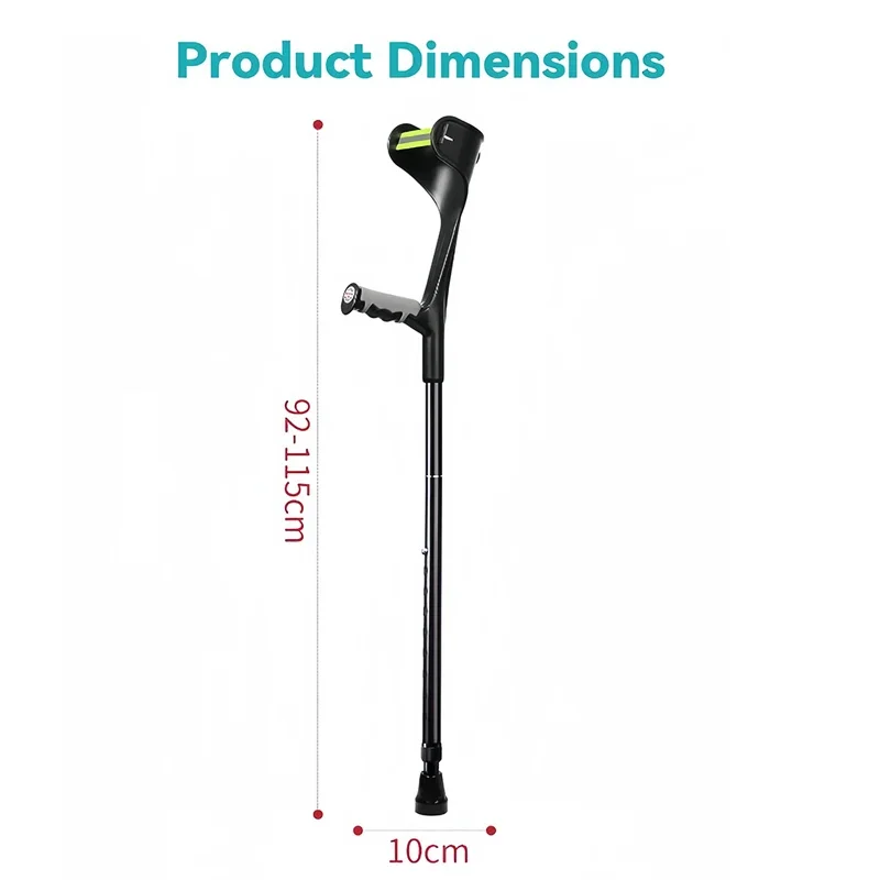 Foldable Forearm Crutches for Walking Adjustable Crutch with Anti-Drop Cuff Adult Elbow Crutch Walking Stick