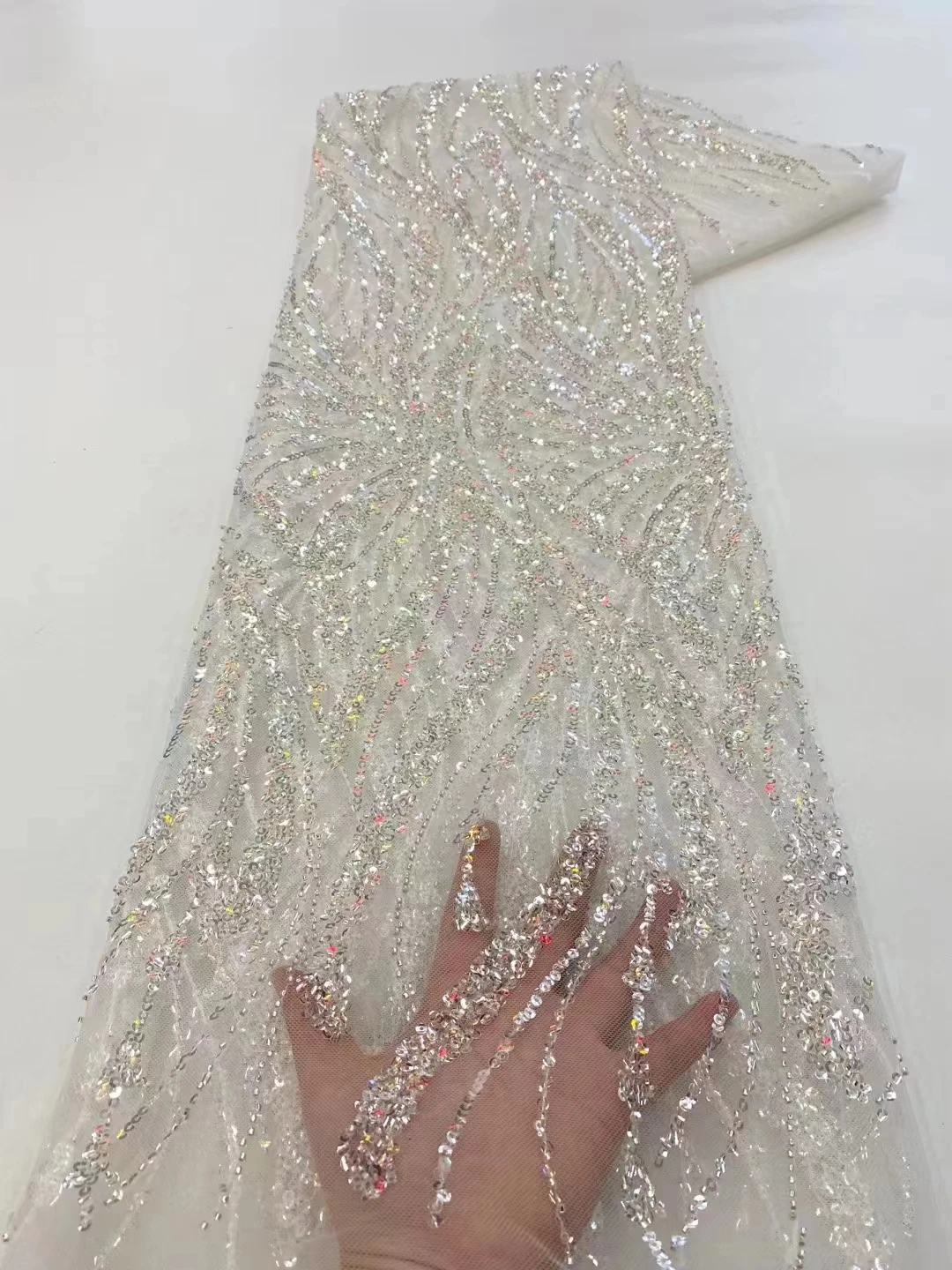 

New high-end lace mesh bead tube sequins, European and American luxury fashion wedding party evening dress