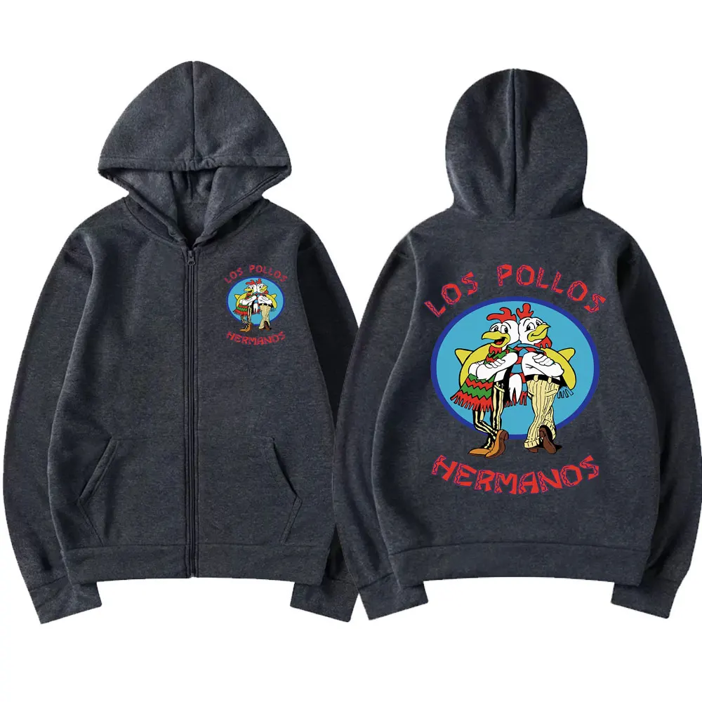 TV Series Breaking Bad Los Pollos Hermanos Graphic Logo Zip Hoodie Men Casual Clothing Chicken Brothers Men's Zipper Sweatshirts