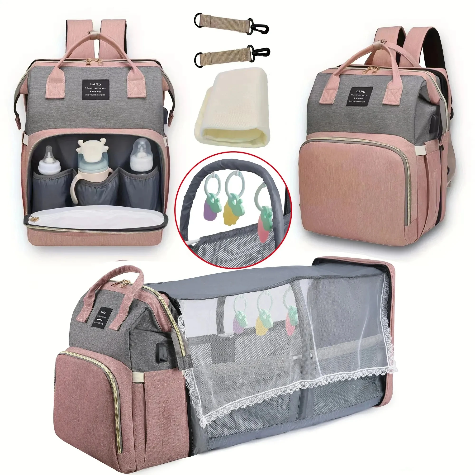 Mommy bag shoulder bag baby diaper folding crib sunshade mosquito net baby stroller hanging travel outdoor shoulder bag travel bag diaper bag maternity bag diaper backpack stroller organizer bags crib storage bag diaper pouch canvas shoulder bag