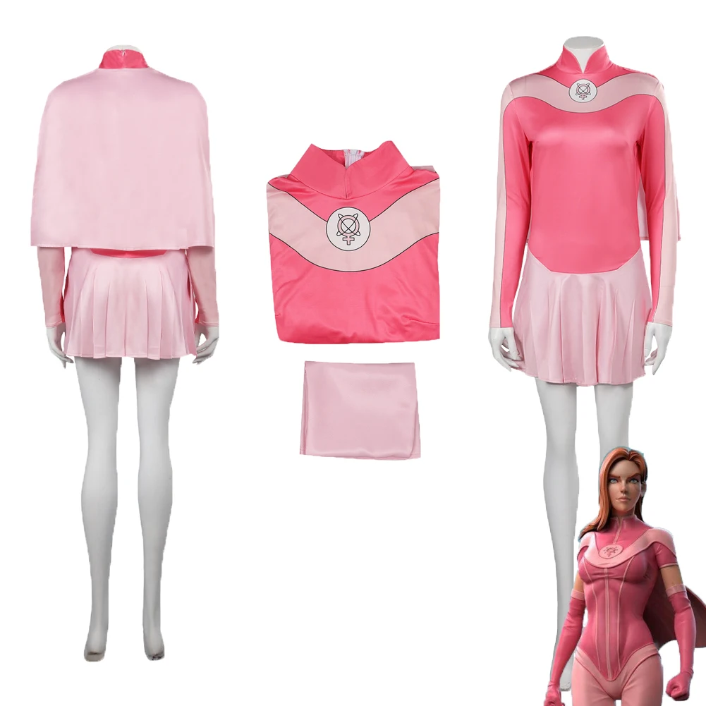 

Anime Atom Cos Eve Cosplay Costume Pink Fantasy Dress Cloak Outfits For Adult Women Girls Roleplay Halloween Carnival Suit