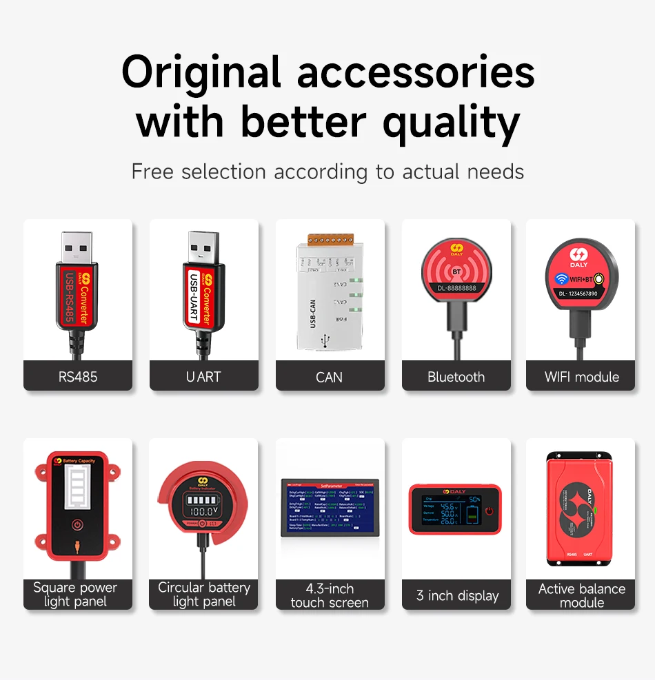 Daly BMS Smart BMS LiFePo4 4S 12V BMS 8S 24S 72V 48V 16S 40A 60A 100A 150A 200A 250A 300A 3,7V Li-Ion BMS 7S 13S 14S 3,2V BMS – Detail 23