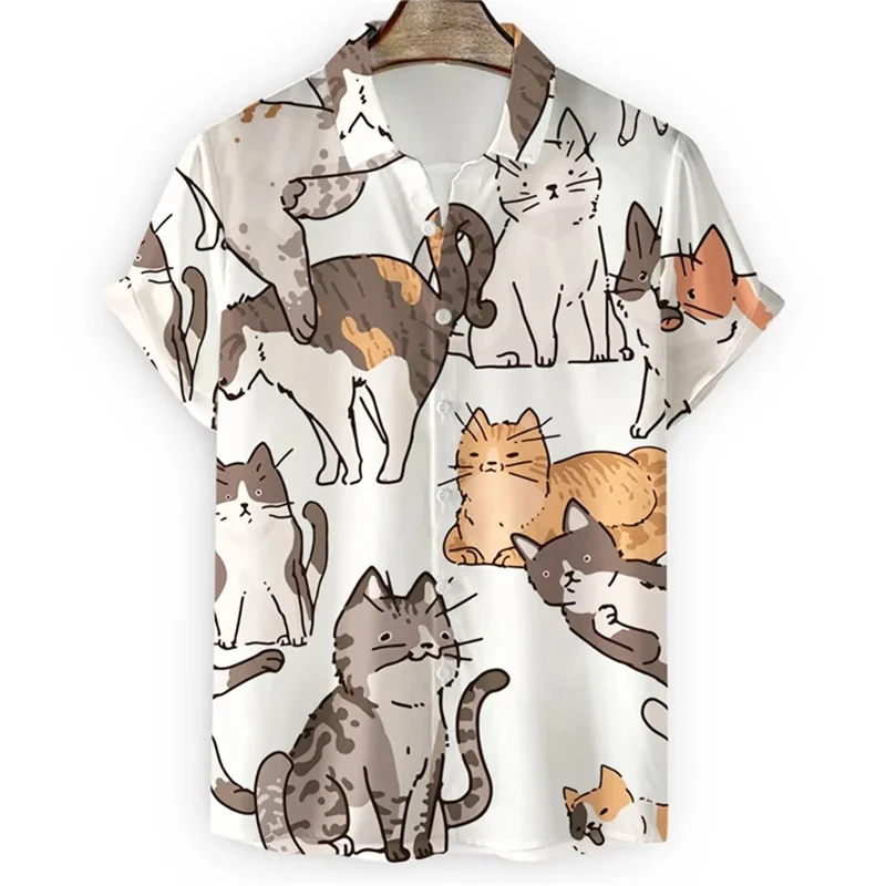 EKAT ekat (UNISEX)⭐️3D PATTERN SHIRTS Men's Summer Shirts Egyptian Cat 3D Pattern Shirt Summer