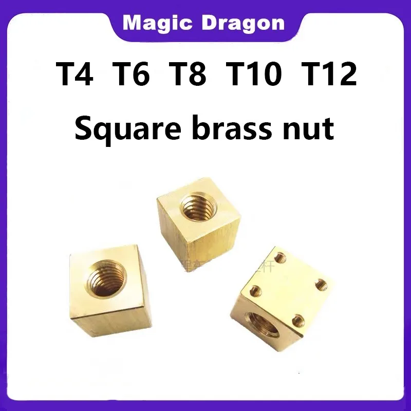 Haste de Parafuso Trapezoidal Porca Quadrada de Latão Rotação do Assento no Sentido Horário e Anti-horário t4 t6 t8 T10 T12 Pcs
