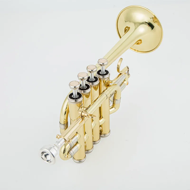 Professional High trumpet Bb Piccolo Trumpet Brass Gold Silver Lacquer Surface Trumpet High Quality Monel Piston