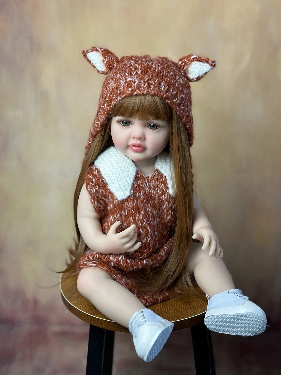BZDOLL Lifelike Realistic Reborn Baby 55 CM 22 Inch Girl Doll Full Soft Silicone Body Princess Toddler Bebe Birthday Gift 2