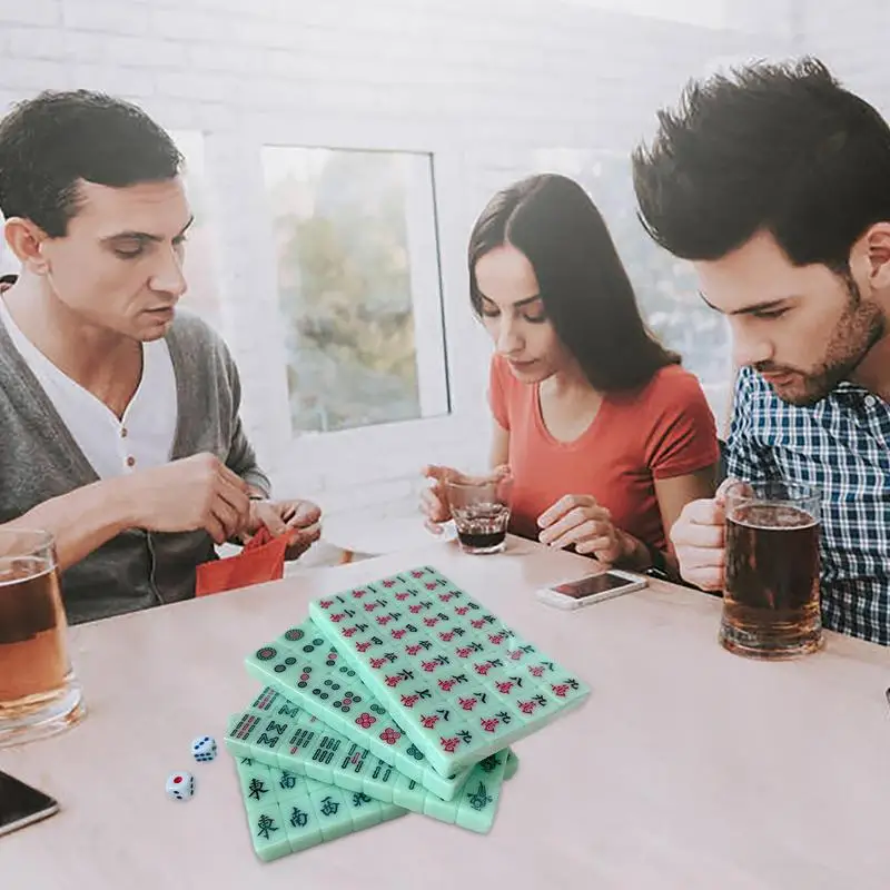 Mini Mahjong Set Lightweight Mahjong Sets Clear Engraving Mini Tile Game Travel Accessories For Travel Schools Trips Dormitories 3