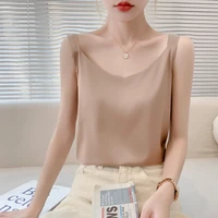 Silk Camisole Ladies Summer Suit Inside V-Neck Satin Bottoming Vest 2025 Thin Loose Sleeveless Sling Silk Tops Small Shirt Trend 4