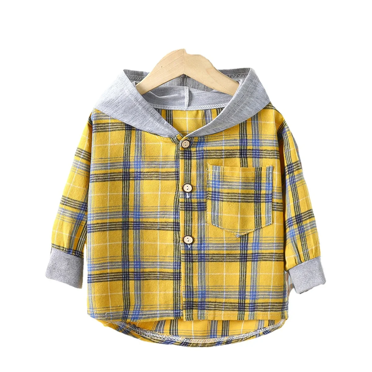 Kids Hooded Plaid Shirt Coat 4