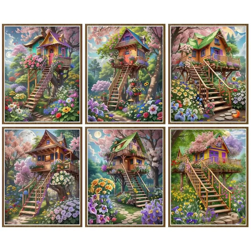 Chenistory Immagini Fai Da Te Per Numero Kit Di Paesaggi Per Soffitta Di Fiori Dipinto A Mano Pittura Regalo Con Numeri Disegno Su Tela Decorazioni Pe