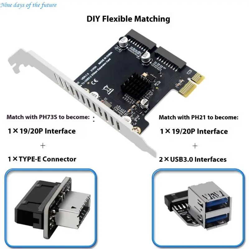 PCIe USB3.0 확장 카드 빠른 속도 5Gbps 데이터 전송 다중 포트 데스크탑 컴퓨터 호환성 E65A