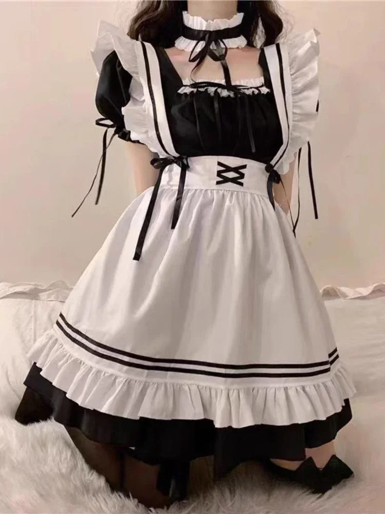Maid Lolita Chemise Cosplay Role Playing Costumes For Party Club Stage Apparel Bow Ties Ball Gowns Waitress Uniform Plus
