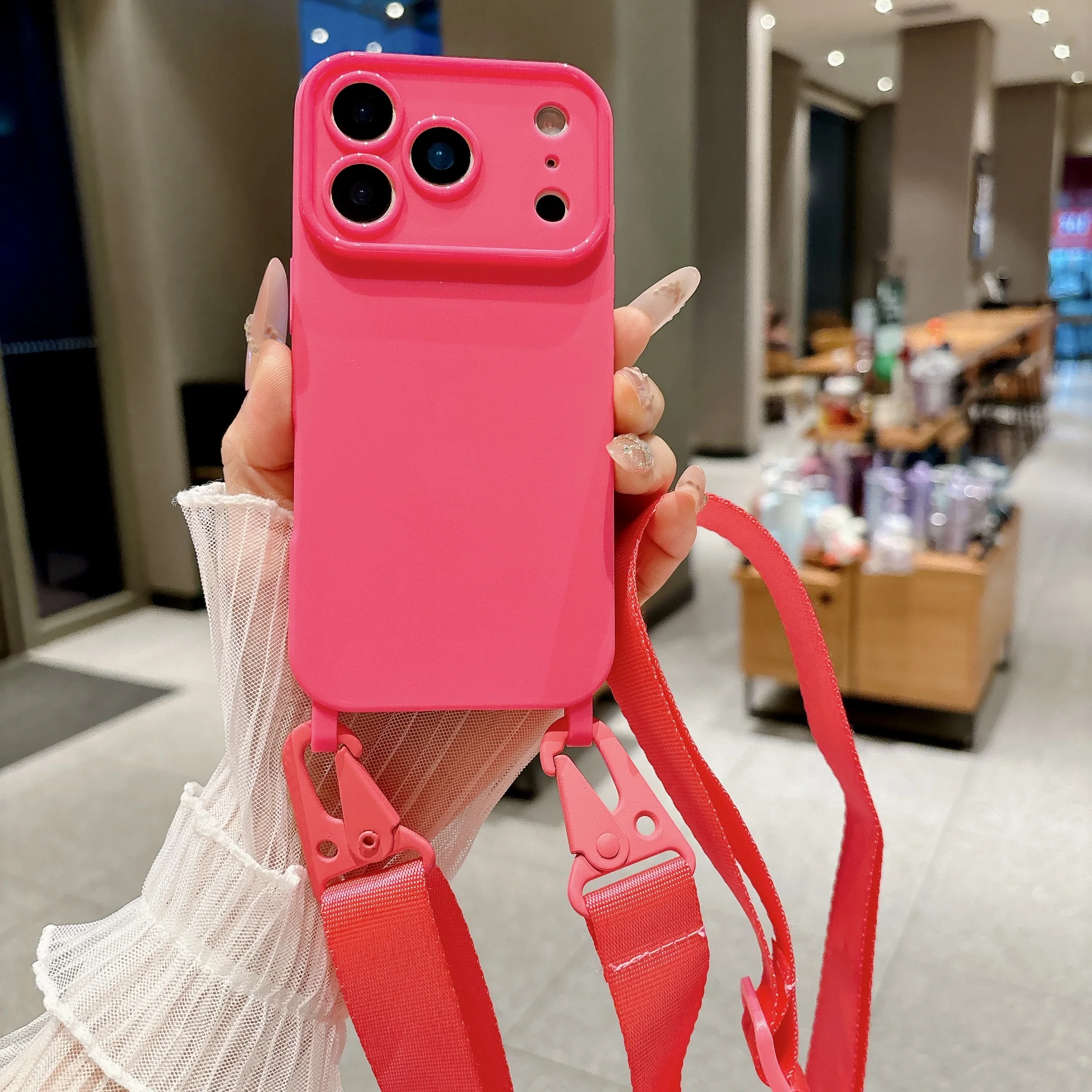 Versatile Silicone Crossbody Phone Case with Adjustable Lanyard Strap