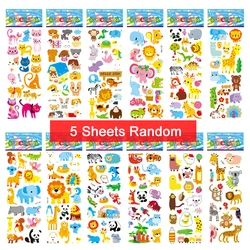 Colorful Puffy Stickers for Kids - Fun Gift Set for Birthdays and Holidays (5 KT Animal Stickers)