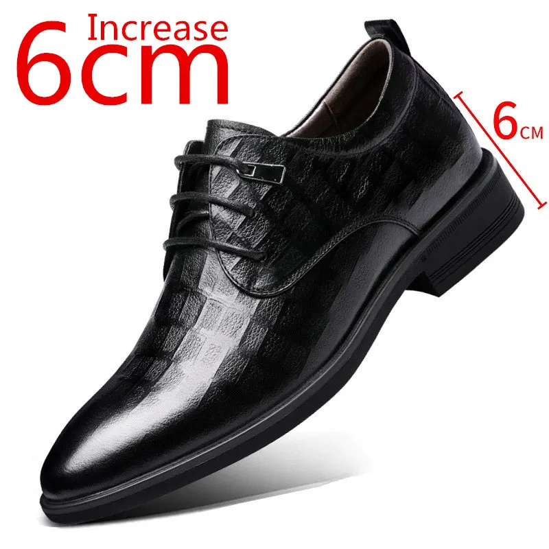 

Increased 6cm Men Shoes Invisible Heightened Shoes Genuine Leather Business Formal Leather Shoes Men Derby Groom's Wedding Shoes