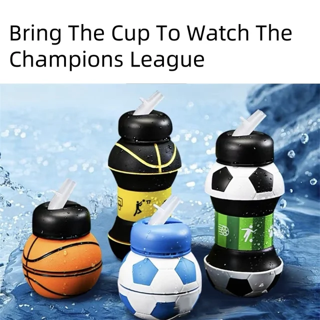 Fold Water Bottle Camping Cups Mug Outdoor Sports Basketball Football Tennis Golf School Leakproof Portable Kids Water Bottle 2