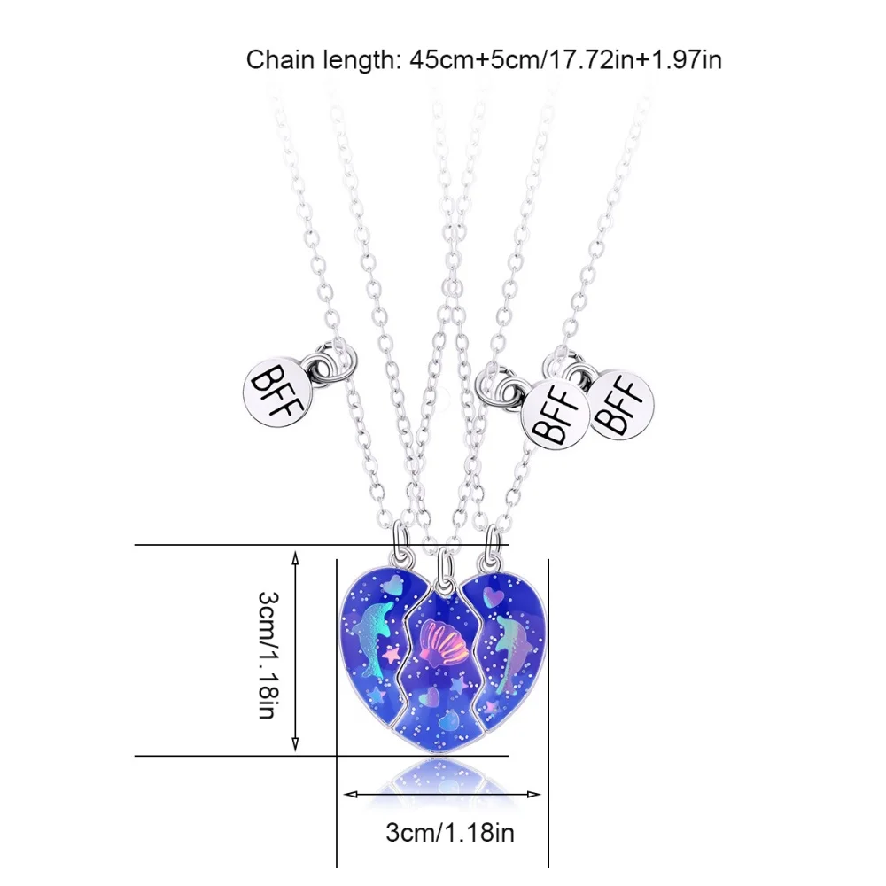 3 Teile/satz Beste Freunde Anhänger Halskette Für Frau Magnetische Einstellbare Regenbogen Gänseblümchen Liebhaber Gebrochenes Herz Kette BFF Schmuck Geschenke – Detail 24