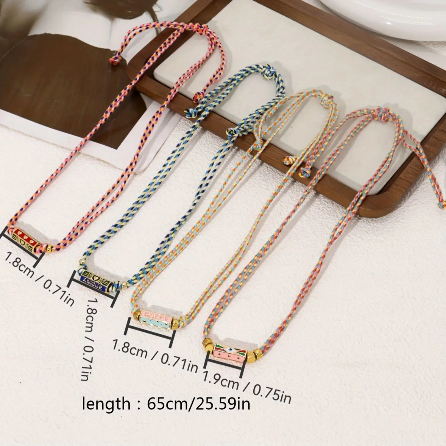 Handmade Braided Rope Tribal Style Geometric Letter Charms Pendant Necklace for Women Boho Beach Bracelet Jewelry Accessories