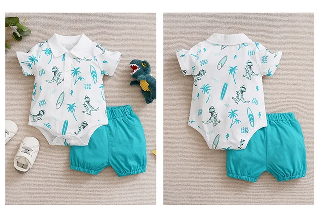 Dinosaurios Conjunto Algodon Recien Nacido Conjunto De Algodón De