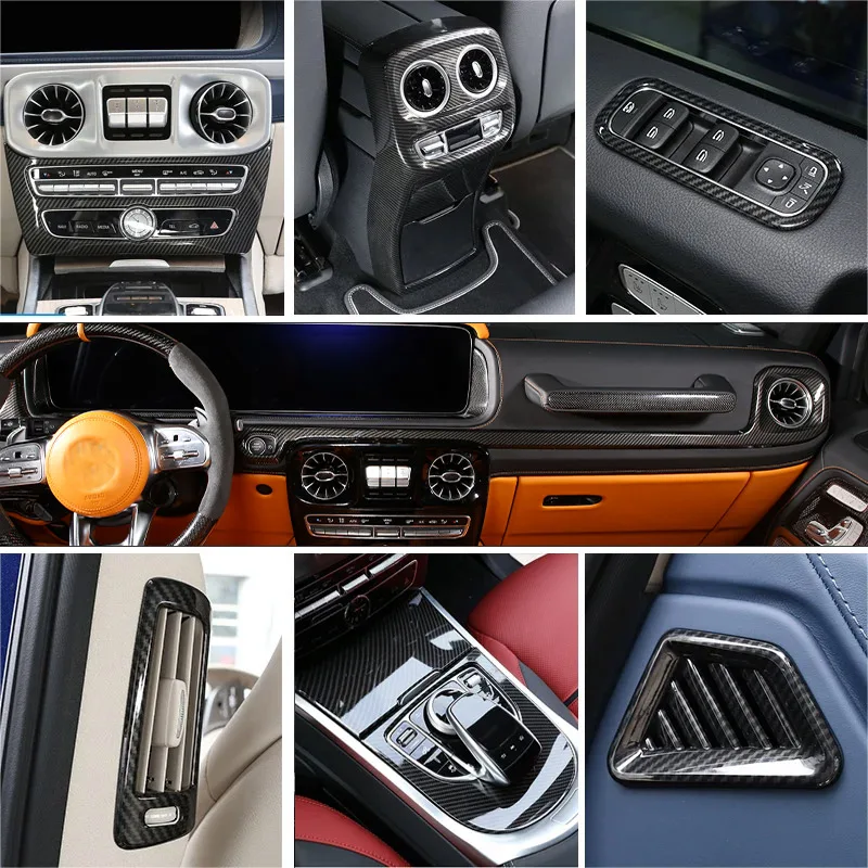 

ABS Carbon Fiber For Mercedes-Benz G-Class W463 W464 2019-23 Air AC Lift Button Lights Control Panel Cover Trim Car Accessories