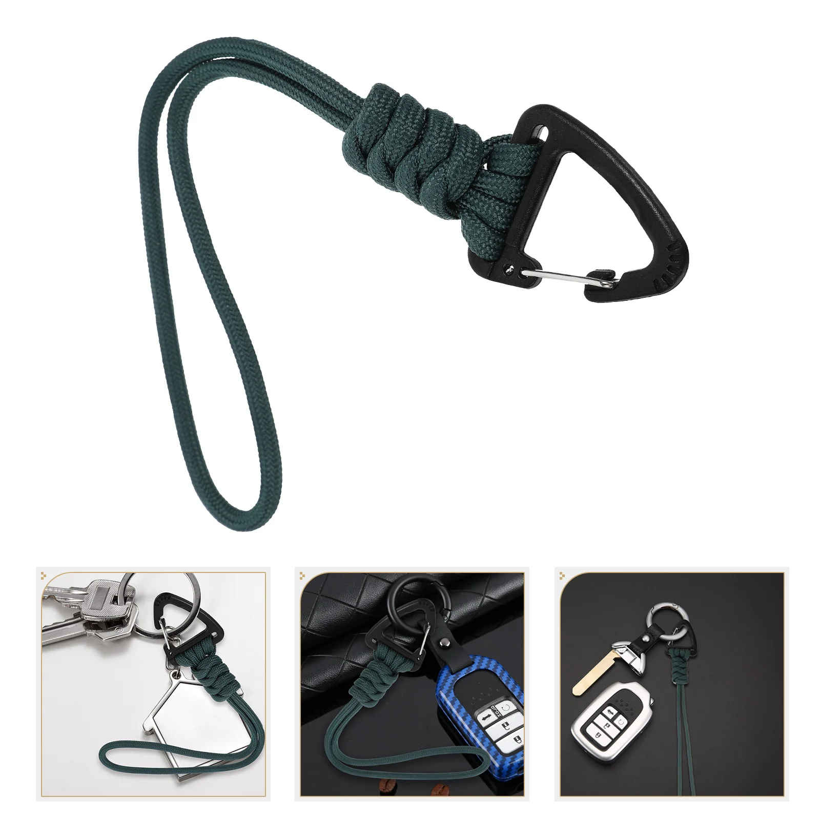 

2pcs Polyester Keychain Hand Woven Tool Lanyard Outdoor Lanyard Cord with Carabiner