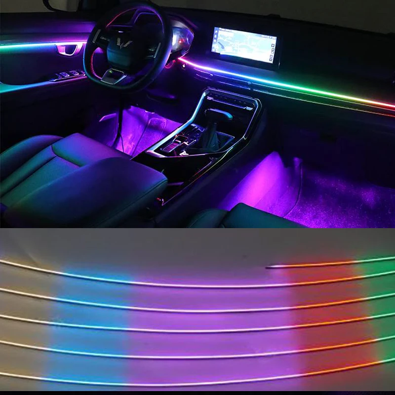

6in1 Symphony car Ambient lights RGB guide fiber optic car decoration atmosphere light Interior Decorative Lamp Voice Assistant