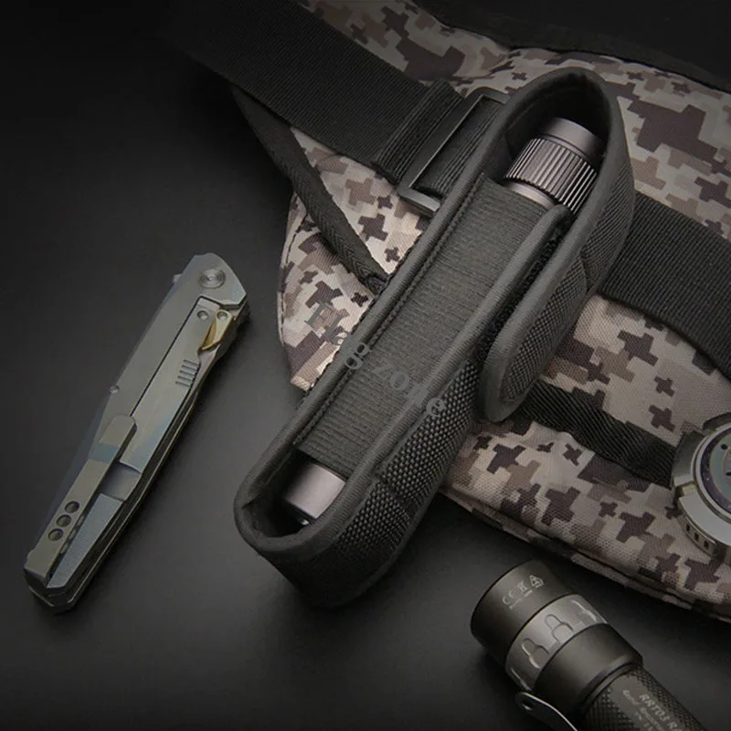 Flashlight pouch 1 Pcs tactical flashlight pouch bag holster torch case for belt torch cover folding knife hunting tools lighting accessories