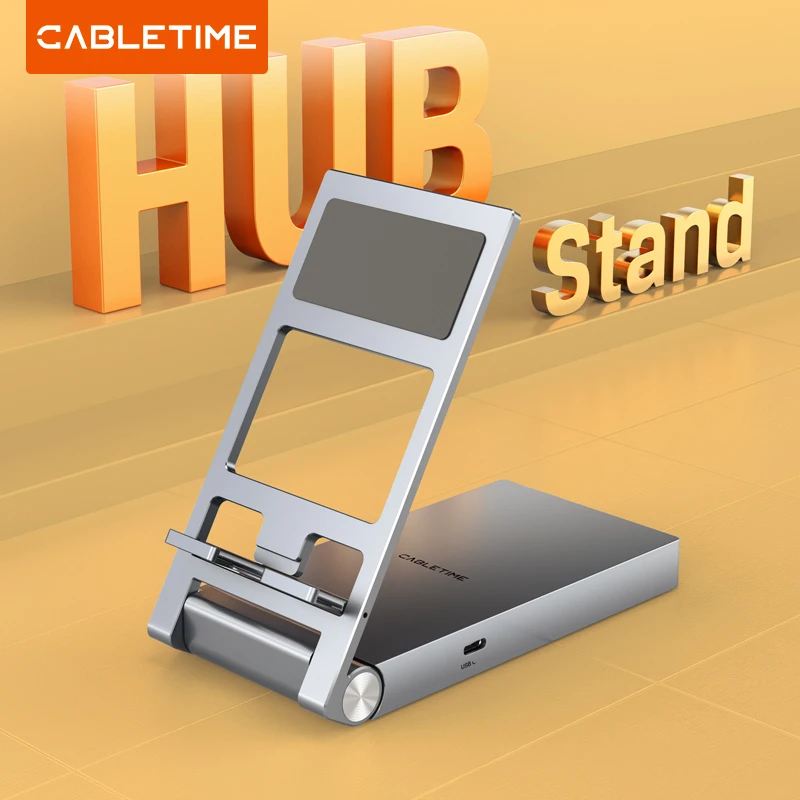 Cabletime-hub Usb c com Suporte Dobrável em Hdmi 4k 60hz pd 100w Usb 5gbps Aux 35 mm Ipad Pro Tablet Android C503