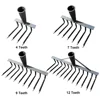 4/7/9/12 Teeth Garden Rake High Carbon Steel Multifunctional Loose Soil Nail Rake Labour-Saving Detachable Nail Rake Garden Tool 6