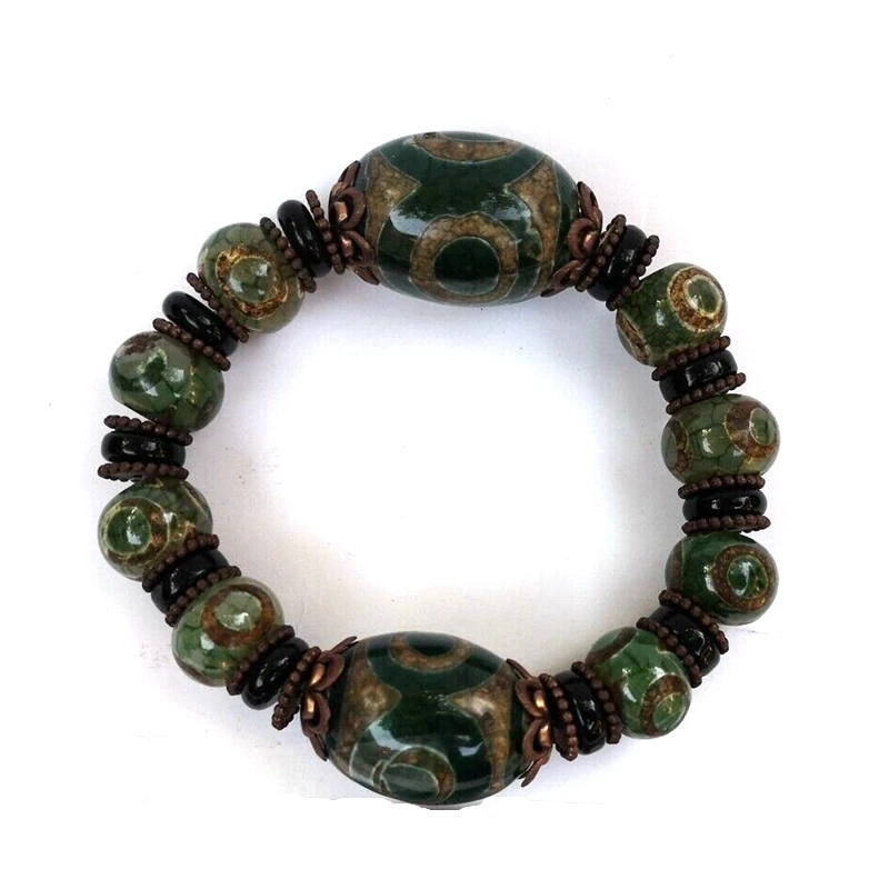 

Коллекция произведений искусства YIZHU, старый китайский натуральный агат, резная цепочка с тремя глазами, украшение, подарок