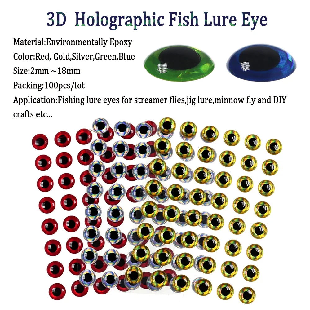 Description Picture 3 of itemHolographic 3D Epoxy Fish Eyes Simulation Fly Fishing Lure Streamer Fly Minnow Bait Artificial DIY Eye Fishing Tackle 2mm-18mm