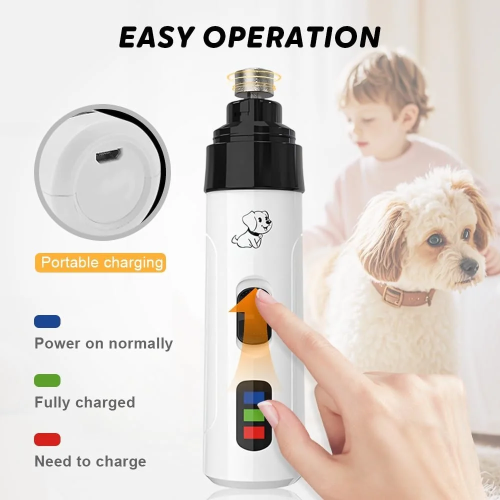 Silent Groom Pro Dog Nail Grinder-2-Speed Electric Rechargeable Pet Nail Trimmer Quiet Painless Pet Paws Grooming Smoothing Tool pet nail grinder