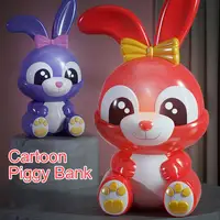 Rabbit Piggy Bank Large Capacity Cartoon Bunny Plastic Saving Pot Ornament 2023 New Year Gift Boys Girls LED Coin Money Box 2
