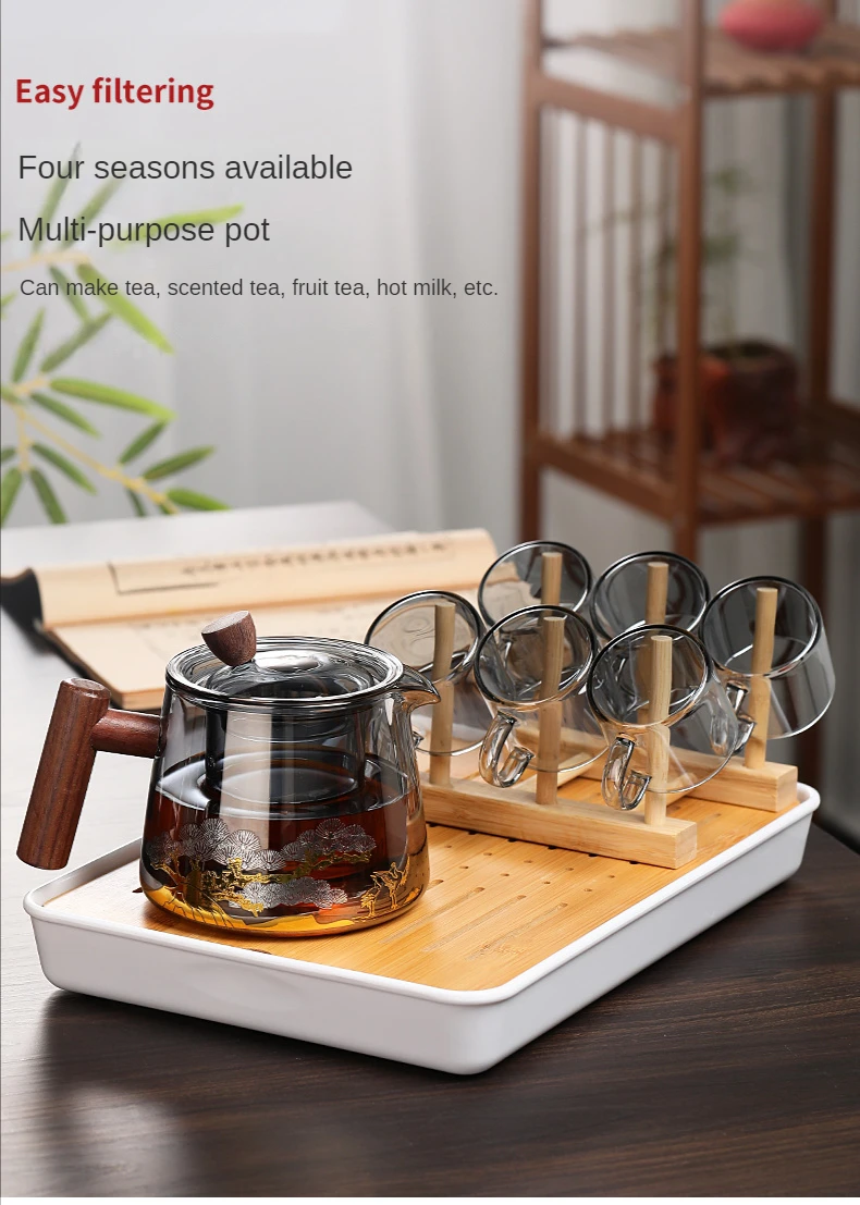 750ml Hot Heat Resistant Glass Teapot With Infuser Heated Container Tea Pot  Good Clear Kettle Square Filter Baskets
