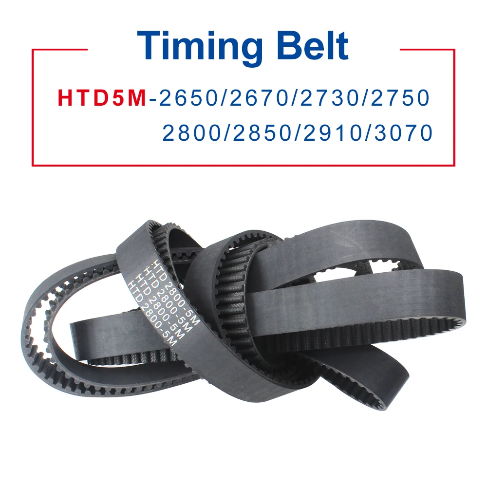 

Timing Belt HTD5M 2650/2670/2730/2750/2800/2850/2910/3070 Circle-arc Teeth Rubber Belt Width 15/20/25/30 mm Teeth Pitch 5 mm