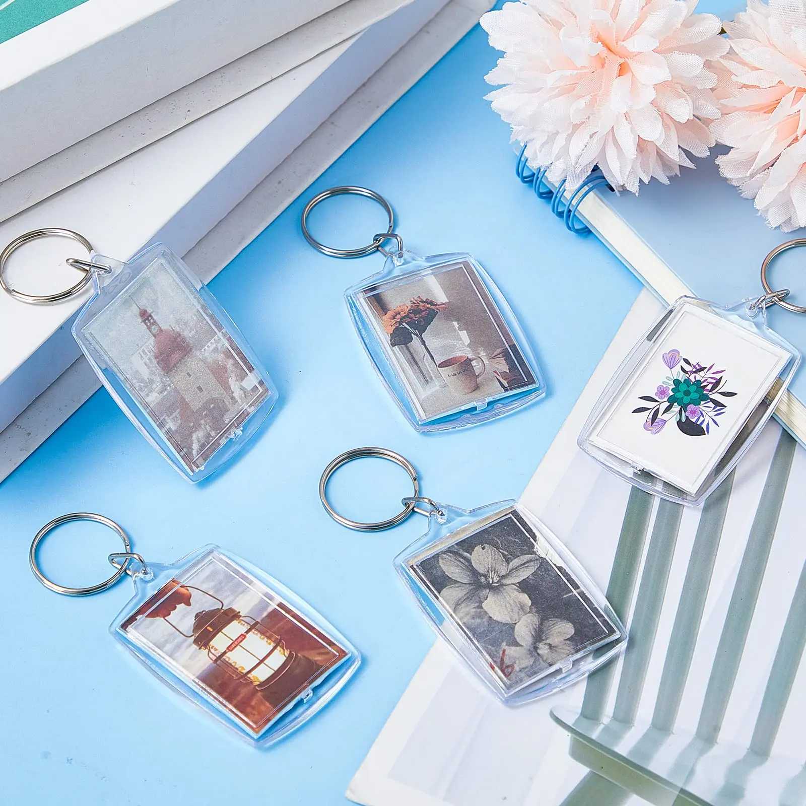Blue Aura Heavy Duty Stainless Steel Keychain Set - Pack Of 4 Key Rings For Car, Bike, Home & Office
