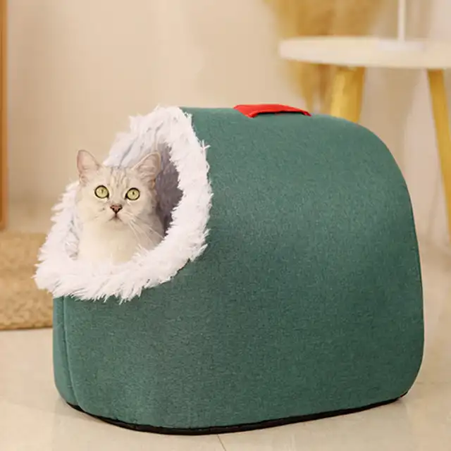 Cat Bed Comfortable Pet Sleeping Bed, Portable Cat Bed Warm And Thickened Pet Bed With Handle Portable Cat Bed Winter Pet Suppli 5