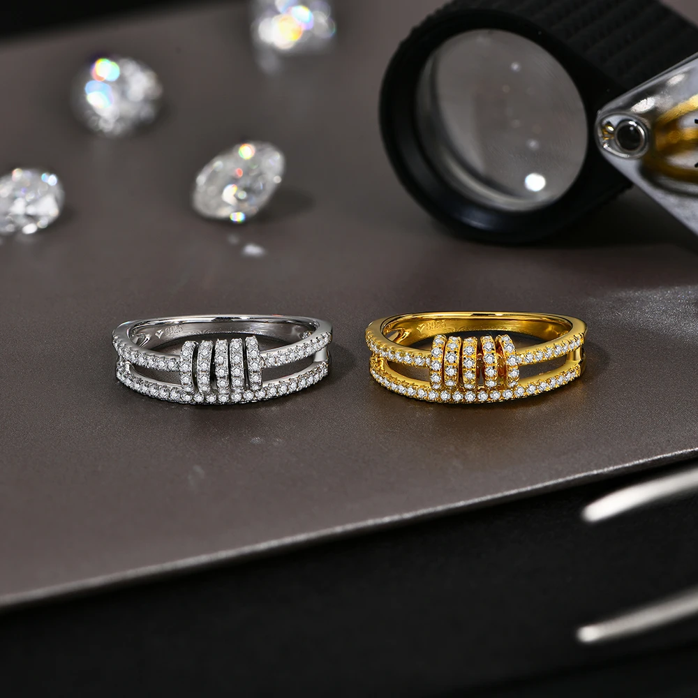 خاتم مويسانيتي كامل مخصص ساحر مختبر رائع الماس 925...