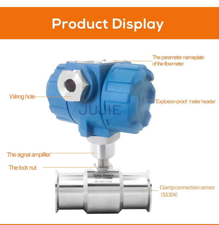 Liquid Turbine Flow Meter 4-20mA Water Flow Meter 24V Oil Water Diesel Alcohol F