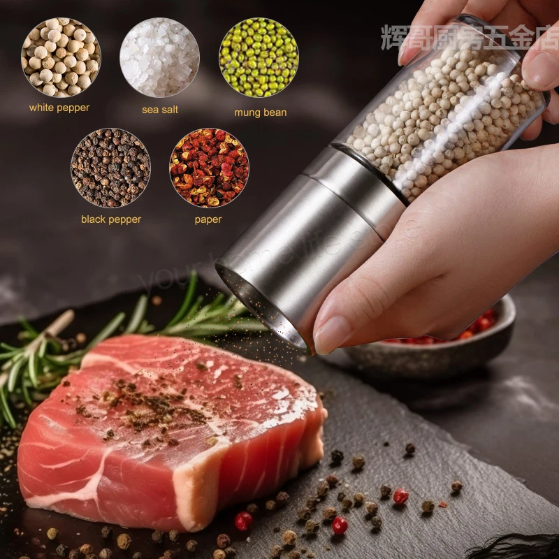 Salt and Pepper Grinder Pepper Grinder Upgraded Pepper Grinder 304 Stainless Steel Adjustable Coarseness Ceramic Rotor Salt Thickener